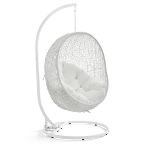 Modway Furniture Hide Outdoor Patio Swing Chair with Stand – Stylish, Durable, and Weather-Resistant for Relaxation White EEI-2273-WHI-WHI