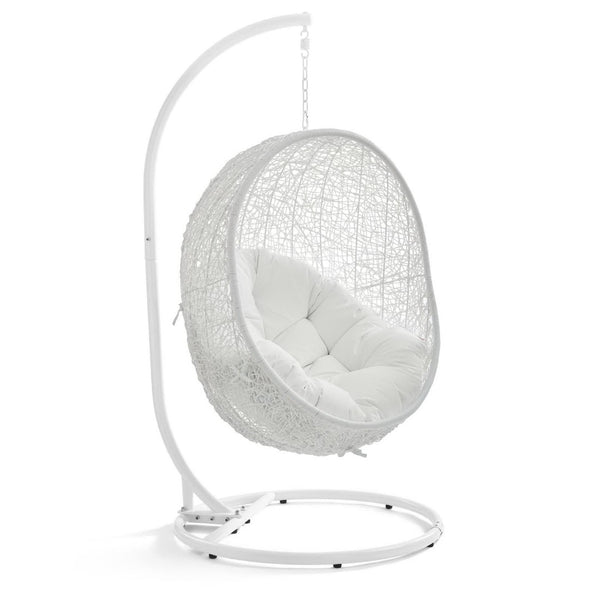 Modway Furniture Hide Outdoor Patio Swing Chair with Stand – Stylish, Durable, and Weather-Resistant for Relaxation White EEI-2273-WHI-WHI