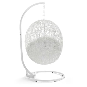 Modway Furniture Hide Outdoor Patio Swing Chair with Stand – Stylish, Durable, and Weather-Resistant for Relaxation White EEI-2273-WHI-WHI