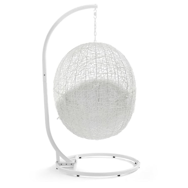 Modway Furniture Hide Outdoor Patio Swing Chair with Stand – Stylish, Durable, and Weather-Resistant for Relaxation White EEI-2273-WHI-WHI