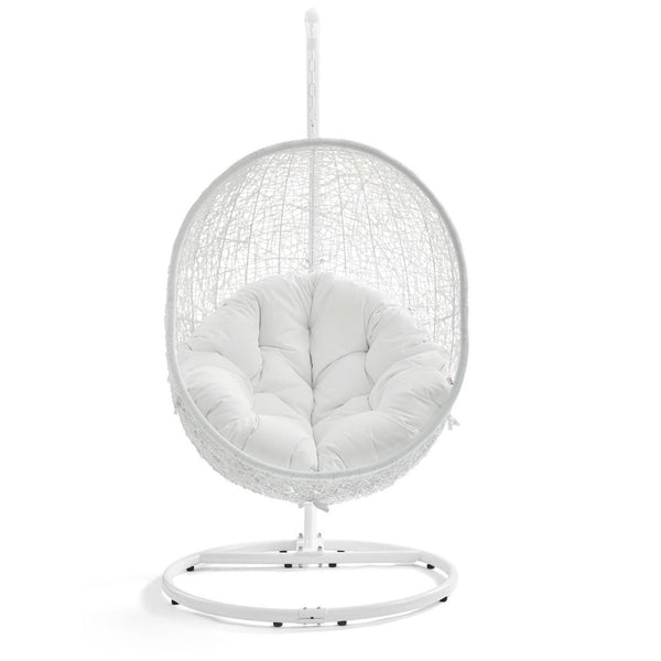 Modway Furniture Hide Outdoor Patio Swing Chair with Stand – Stylish, Durable, and Weather-Resistant for Relaxation White EEI-2273-WHI-WHI