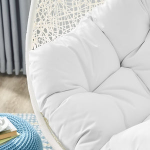 Modway Furniture Hide Outdoor Patio Swing Chair with Stand – Stylish, Durable, and Weather-Resistant for Relaxation White EEI-2273-WHI-WHI