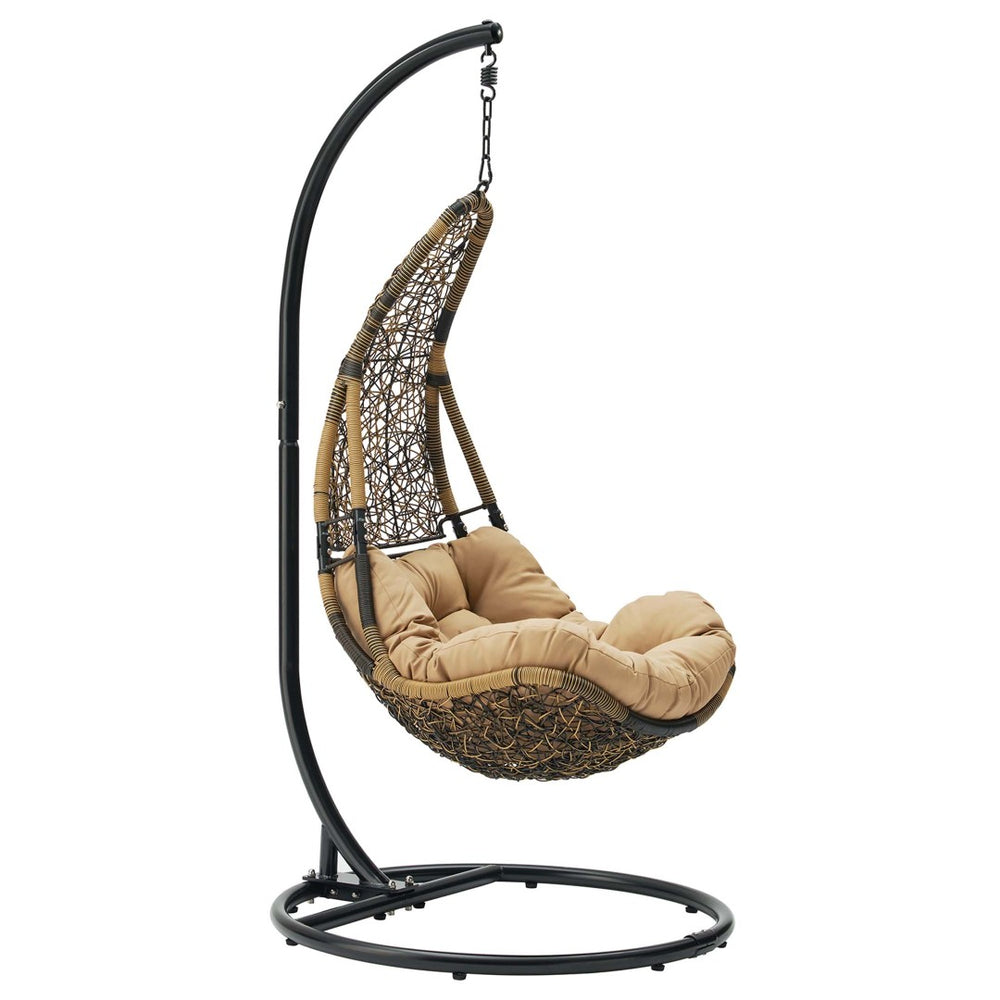 Modway Furniture Abate Wicker Rattan Outdoor Swing Chair - Cozy, Durable Patio Seating for Relaxation & Style Black Mocha EEI-2276-BLK-MOC-SET