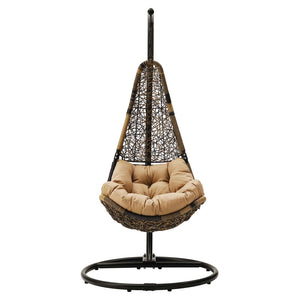 Modway Furniture Abate Wicker Rattan Outdoor Swing Chair - Cozy, Durable Patio Seating for Relaxation & Style Black Mocha EEI-2276-BLK-MOC-SET