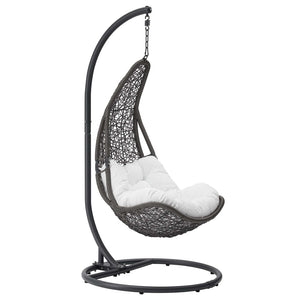 Modway Furniture Abate Wicker Rattan Outdoor Swing Chair - Cozy, Durable Patio Seating for Relaxation & Style Gray White EEI-2276-GRY-WHI-SET