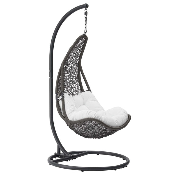 Modway Furniture Abate Wicker Rattan Outdoor Swing Chair - Cozy, Durable Patio Seating for Relaxation & Style Gray White EEI-2276-GRY-WHI-SET