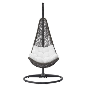 Modway Furniture Abate Wicker Rattan Outdoor Swing Chair - Cozy, Durable Patio Seating for Relaxation & Style Gray White EEI-2276-GRY-WHI-SET