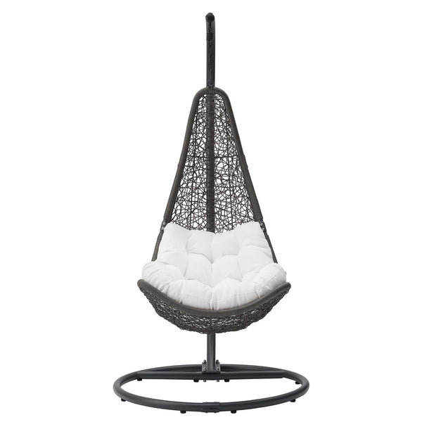 Modway Furniture Abate Wicker Rattan Outdoor Swing Chair - Cozy, Durable Patio Seating for Relaxation & Style Gray White EEI-2276-GRY-WHI-SET