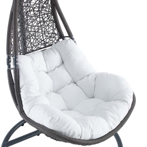 Modway Furniture Abate Wicker Rattan Outdoor Swing Chair - Cozy, Durable Patio Seating for Relaxation & Style Gray White EEI-2276-GRY-WHI-SET