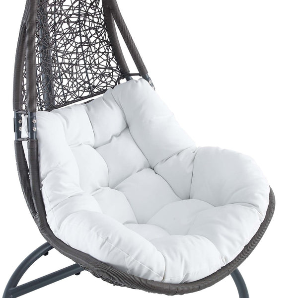 Modway Furniture Abate Wicker Rattan Outdoor Swing Chair - Cozy, Durable Patio Seating for Relaxation & Style Gray White EEI-2276-GRY-WHI-SET