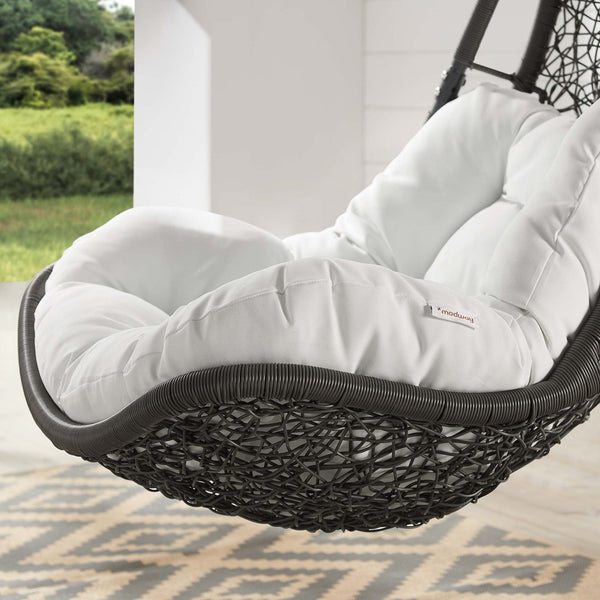 Modway Furniture Abate Wicker Rattan Outdoor Swing Chair - Cozy, Durable Patio Seating for Relaxation & Style Gray White EEI-2276-GRY-WHI-SET