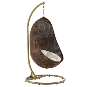 Modway Furniture Bean Outdoor Patio Swing Chair with Stand - Cozy, Weather-Resistant Rattan & Plush Cushion Comfort EEI-2277-YLW-WHI-SET