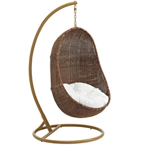 Modway Furniture Bean Outdoor Patio Wood Swing Chair With Stand EEI-2277-YLW-WHI-SET