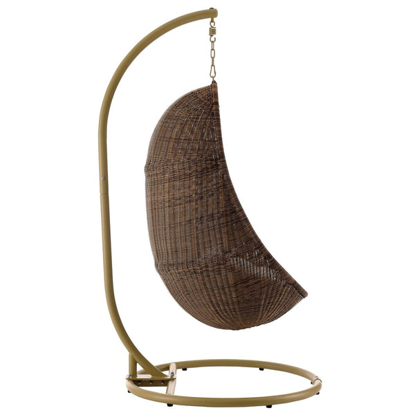 Modway Furniture Bean Outdoor Patio Swing Chair with Stand - Cozy, Weather-Resistant Rattan & Plush Cushion Comfort EEI-2277-YLW-WHI-SET