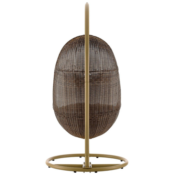 Modway Furniture Bean Outdoor Patio Swing Chair with Stand - Cozy, Weather-Resistant Rattan & Plush Cushion Comfort EEI-2277-YLW-WHI-SET