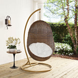 Modway Furniture Bean Outdoor Patio Wood Swing Chair With Stand EEI-2277-YLW-WHI-SET