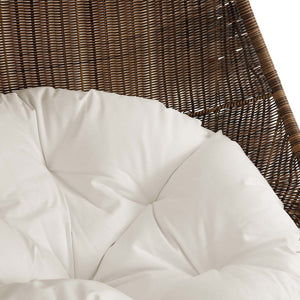 Modway Furniture Bean Outdoor Patio Swing Chair with Stand - Cozy, Weather-Resistant Rattan & Plush Cushion Comfort EEI-2277-YLW-WHI-SET