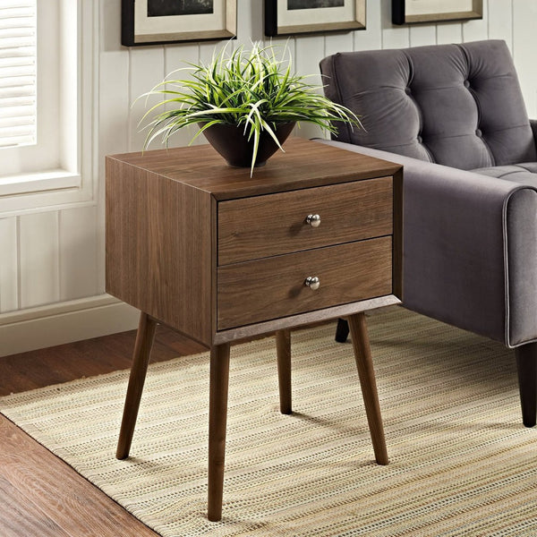 Modway Furniture Dispatch Nightstand by Modway - Mid-Century Modern Design with Sleek Storage for Bedroom Essentials Walnut EEI-2284-WAL-WAL