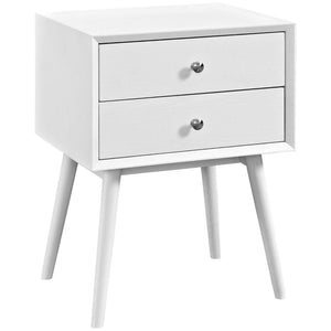 Modway Furniture Dispatch Nightstand by Modway - Mid-Century Modern Design with Sleek Storage for Bedroom Essentials White EEI-2284-WHI-WHI