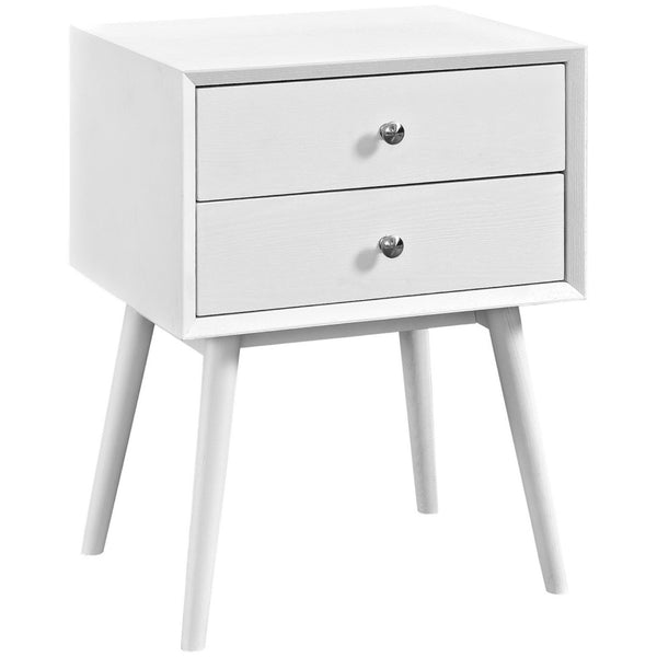Modway Furniture Dispatch Nightstand by Modway - Mid-Century Modern Design with Sleek Storage for Bedroom Essentials White EEI-2284-WHI-WHI