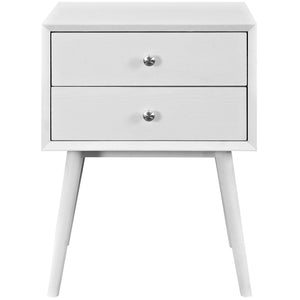 Modway Furniture Dispatch Nightstand by Modway - Mid-Century Modern Design with Sleek Storage for Bedroom Essentials White EEI-2284-WHI-WHI