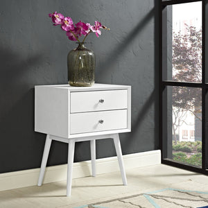 Modway Furniture Dispatch Nightstand by Modway - Mid-Century Modern Design with Sleek Storage for Bedroom Essentials White EEI-2284-WHI-WHI