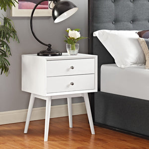 Modway Furniture Dispatch Nightstand by Modway - Mid-Century Modern Design with Sleek Storage for Bedroom Essentials White EEI-2284-WHI-WHI
