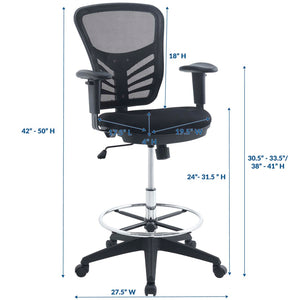 Modway Furniture Articulate Drafting Chair - Ergonomic Black Seat with Adjustable Height & Breathable Mesh Back Support EEI-2289-BLK