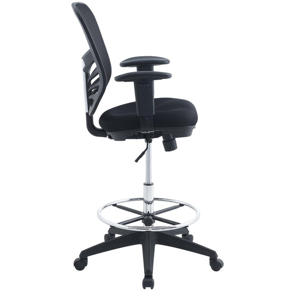 Modway Furniture Articulate Drafting Chair - Ergonomic Black Seat with Adjustable Height & Breathable Mesh Back Support EEI-2289-BLK