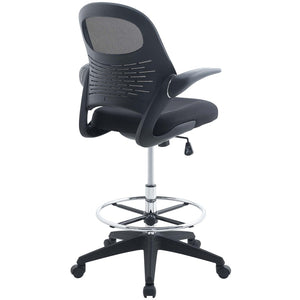 Modway Furniture Stealth Ergonomic Drafting Chair - Adjustable Mesh Back & Foot Ring for Ultimate Comfort & Style EEI-2290-BLK