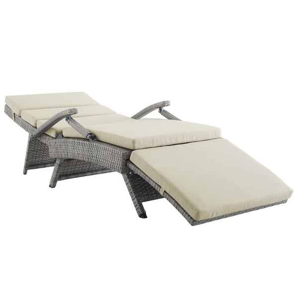 Modway Furniture Envisage Chaise Outdoor Lounge Chair - Modern Design, Weather-Resistant, Adjustable Recline & Comfort Light Gray Beige EEI-2301-LGR-BEI