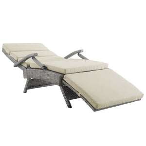 Modway Furniture Envisage Chaise Outdoor Lounge Chair - Modern Design, Weather-Resistant, Adjustable Recline & Comfort Light Gray Beige EEI-2301-LGR-BEI