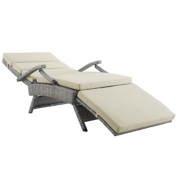Modway Furniture Envisage Chaise Outdoor Lounge Chair - Modern Design, Weather-Resistant, Adjustable Recline & Comfort Light Gray Beige EEI-2301-LGR-BEI