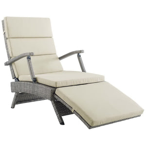 Modway Furniture Envisage Chaise Outdoor Lounge Chair - Modern Design, Weather-Resistant, Adjustable Recline & Comfort Light Gray Beige EEI-2301-LGR-BEI
