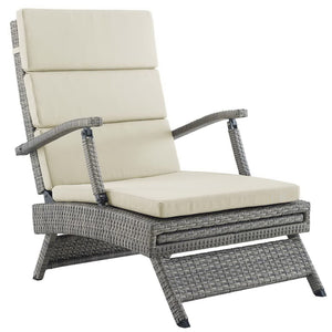 Modway Furniture Envisage Chaise Outdoor Lounge Chair - Modern Design, Weather-Resistant, Adjustable Recline & Comfort Light Gray Beige EEI-2301-LGR-BEI