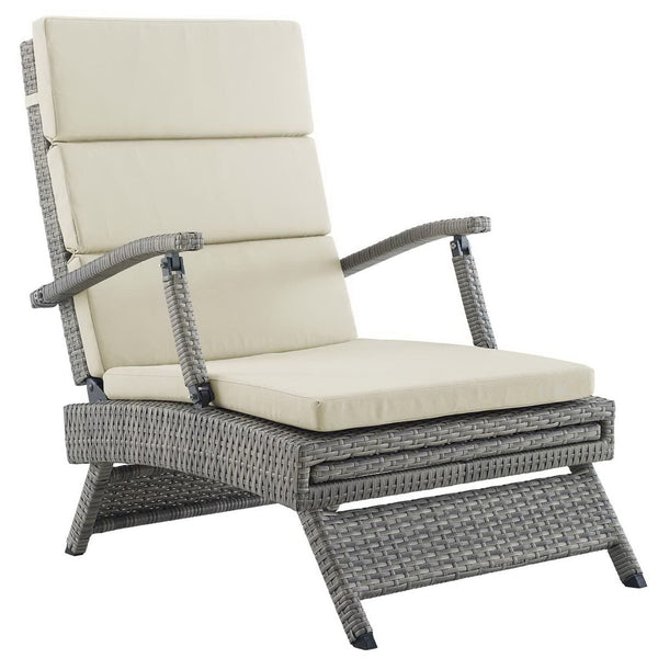Modway Furniture Envisage Chaise Outdoor Lounge Chair - Modern Design, Weather-Resistant, Adjustable Recline & Comfort Light Gray Beige EEI-2301-LGR-BEI