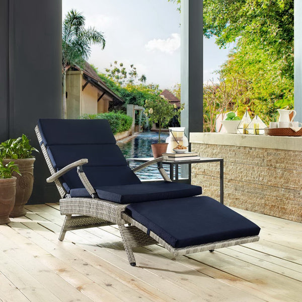 Modway Furniture Envisage Chaise Outdoor Lounge Chair - Modern Design, Weather-Resistant, Adjustable Recline & Comfort Light Gray Navy EEI-2301-LGR-NAV
