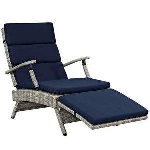 Modway Furniture Envisage Chaise Outdoor Lounge Chair - Modern Design, Weather-Resistant, Adjustable Recline & Comfort Light Gray Navy EEI-2301-LGR-NAV
