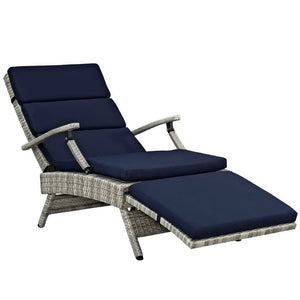 Modway Furniture Envisage Chaise Outdoor Lounge Chair - Modern Design, Weather-Resistant, Adjustable Recline & Comfort Light Gray Navy EEI-2301-LGR-NAV
