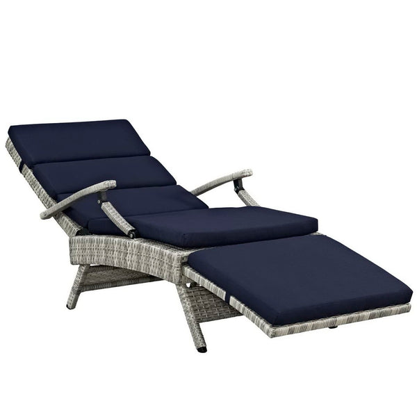 Modway Furniture Envisage Chaise Outdoor Lounge Chair - Modern Design, Weather-Resistant, Adjustable Recline & Comfort Light Gray Navy EEI-2301-LGR-NAV