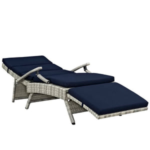 Modway Furniture Envisage Chaise Outdoor Lounge Chair - Modern Design, Weather-Resistant, Adjustable Recline & Comfort Light Gray Navy EEI-2301-LGR-NAV