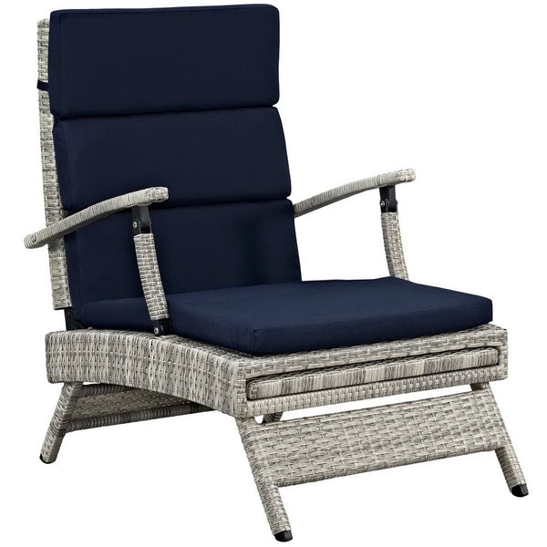 Modway Furniture Envisage Chaise Outdoor Lounge Chair - Modern Design, Weather-Resistant, Adjustable Recline & Comfort Light Gray Navy EEI-2301-LGR-NAV