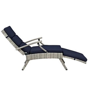 Modway Furniture Envisage Chaise Outdoor Lounge Chair - Modern Design, Weather-Resistant, Adjustable Recline & Comfort Light Gray Navy EEI-2301-LGR-NAV