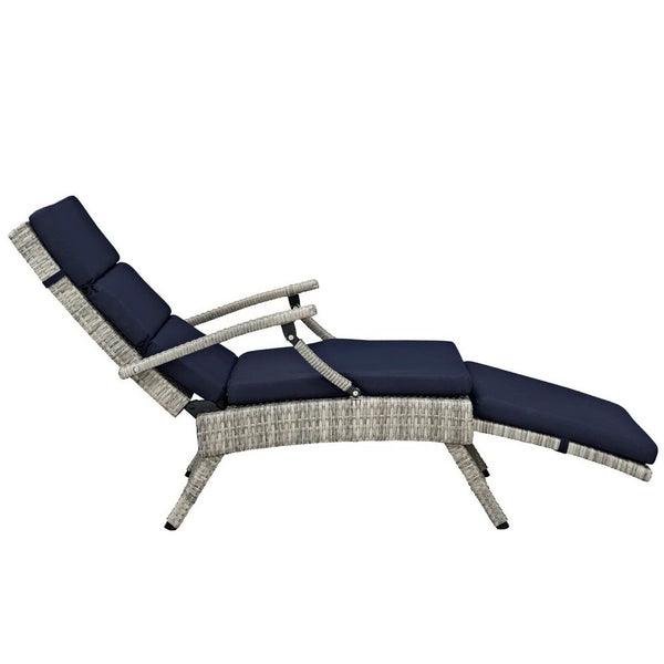 Modway Furniture Envisage Chaise Outdoor Lounge Chair - Modern Design, Weather-Resistant, Adjustable Recline & Comfort Light Gray Navy EEI-2301-LGR-NAV
