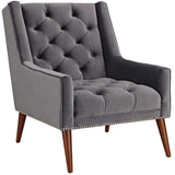 Modway Furniture Peruse Velvet Armchair Gray 29.5 x 36.5 x 36.5