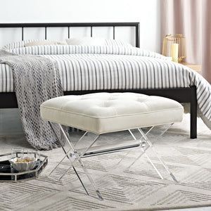 Modway Furniture Swift Bench by Modway - Plush Velvet Accent Seat with Acrylic Base for Modern Spaces, Multiple Colors EEI-2323-IVO