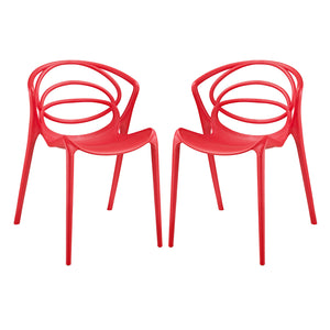 Modway Furniture Locus Dining Set Set of 2 Red 23 x 43 x 32