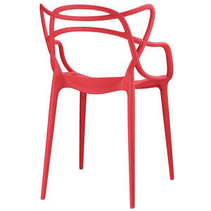 Modway Furniture Entangled Dining Set of 2 - Sculptural Molded Plastic Chairs for Modern Elegance & Comfort Red EEI-2347-RED-SET