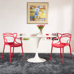 Modway Furniture Entangled Dining Set of 2 - Sculptural Molded Plastic Chairs for Modern Elegance & Comfort Red EEI-2347-RED-SET
