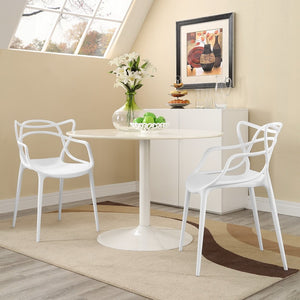 Modway Furniture Entangled Dining Set of 2 - Sculptural Molded Plastic Chairs for Modern Elegance & Comfort White EEI-2347-WHI-SET